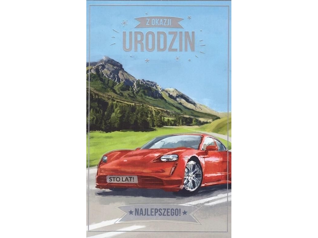 AB Card Fødselsdagskort – tillykke – rød bil – P02