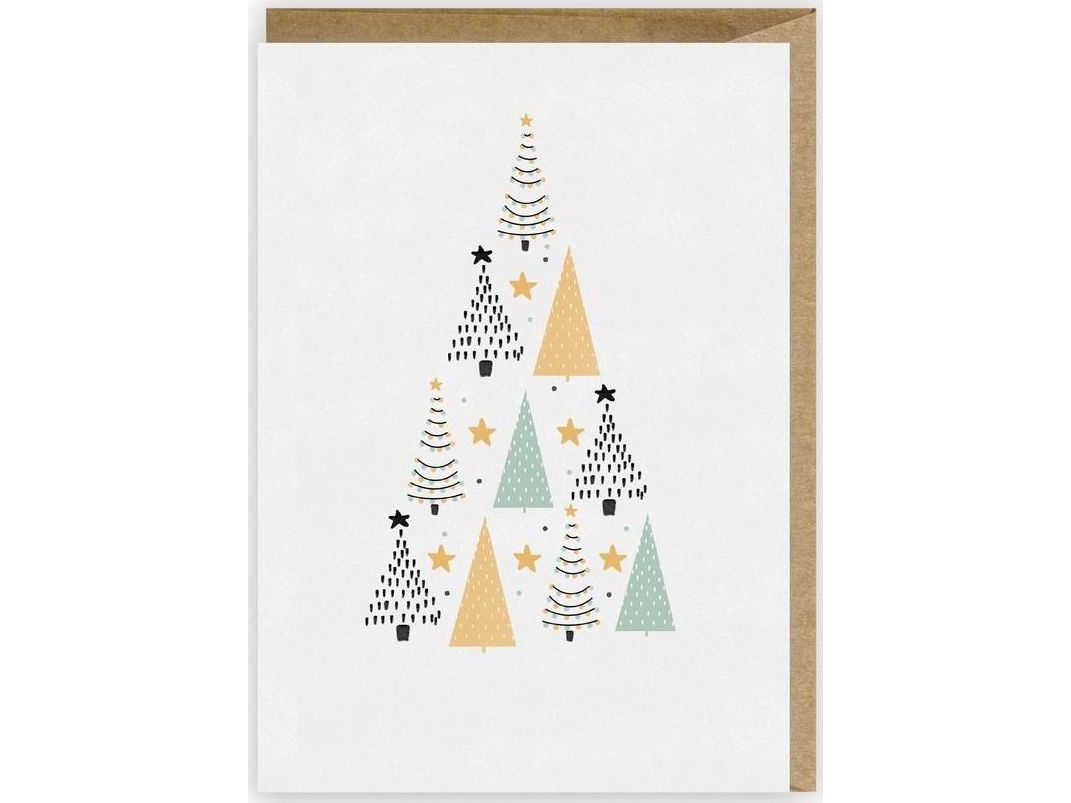 Cardie Weihnachtskarte Weihnachtsbaum Mint Gold K080