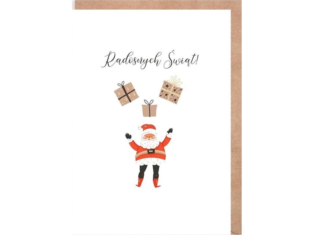 Cardie julekort Julemanden med gaver K139