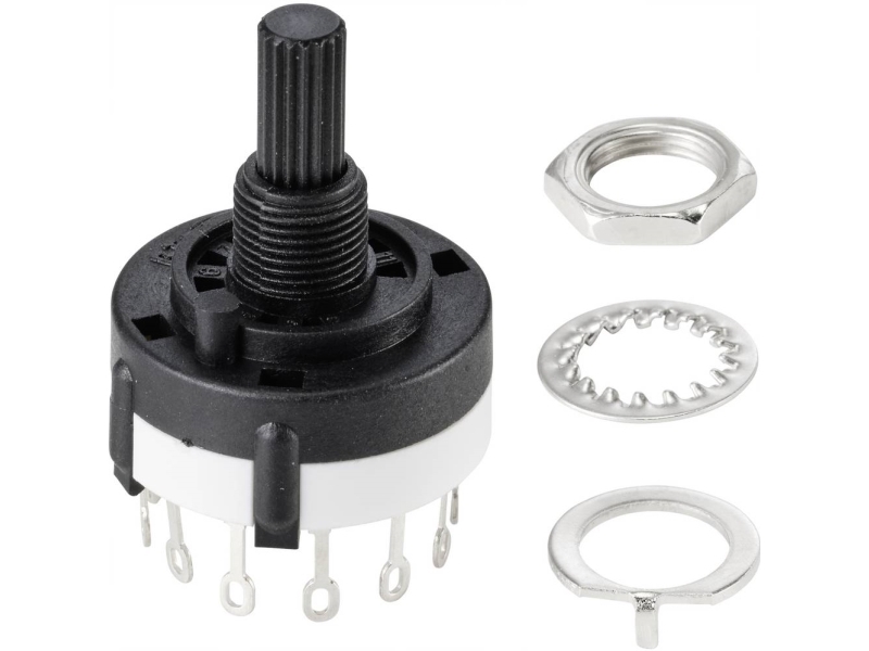 TRU COMPONENTS TC-9415592 SR26A4-1X12-18F20 Drejekontakt 250 V 150 mA Afbryderpositioner 12 12 x 30 ° 1 stk Piece