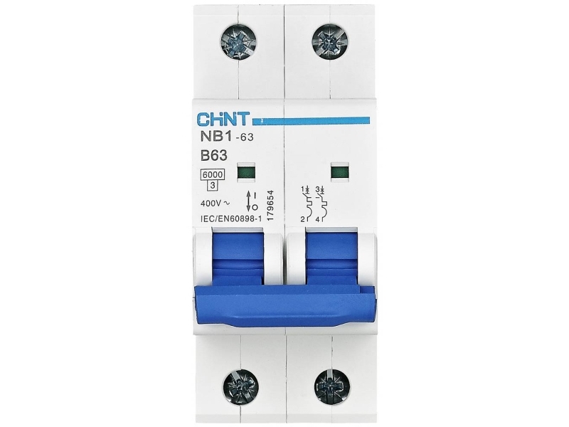 Chint 179653 Nb1-63 2P B6 6Ka Db Ledningssikkerhedsafbryder 2-Polig 6 A 240 V, 415 V