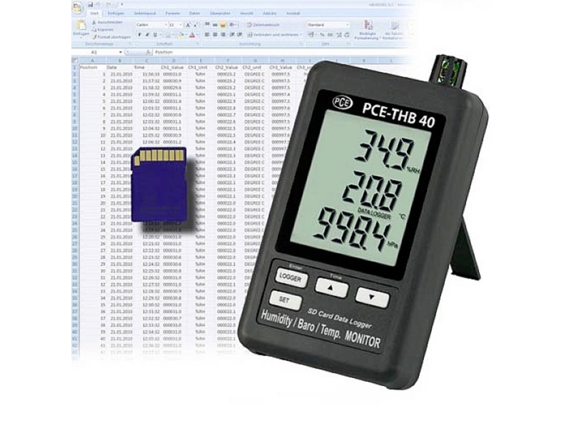 PCE Instruments PCE-THB 40 Multi-datalogger Mål Luftfugtighed, Temperatur 10 - 1100 bar | EL Artiklar - Verktyg för EL - Mätutrustning för miljö | GameStuff