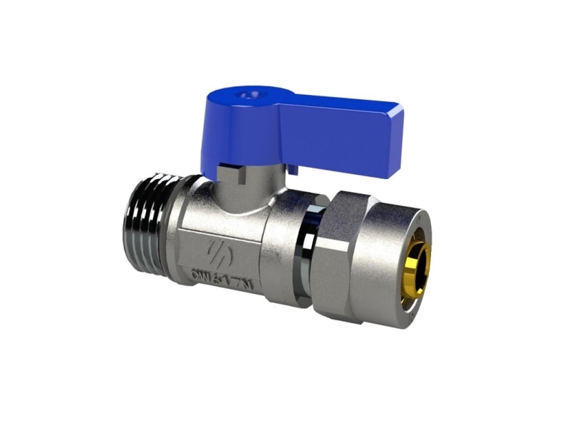 Kugelventil Mini 1/2" Gz Blau Mit Anschluss Für Mehrschichtrohre 16X2 [40/80]