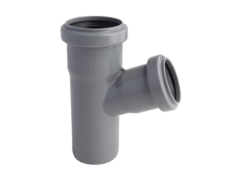 Sisäisen viemärin T-kappale PP 50/40/67 HTEA harmaa