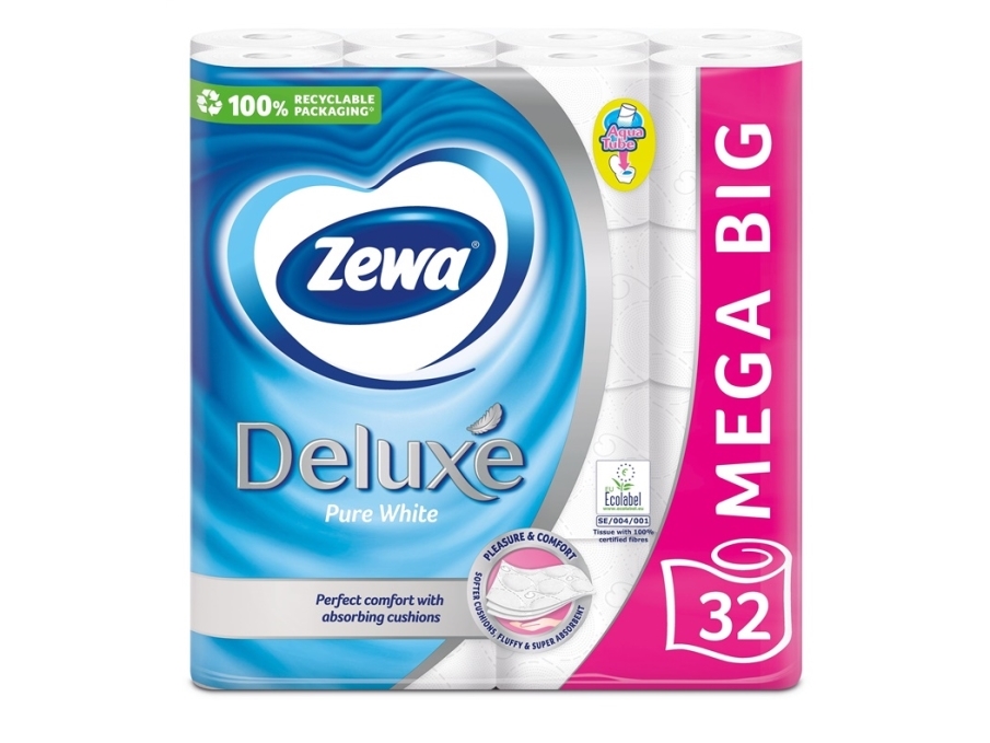 Paper Toilet Zewa Deluxe Pure White 32