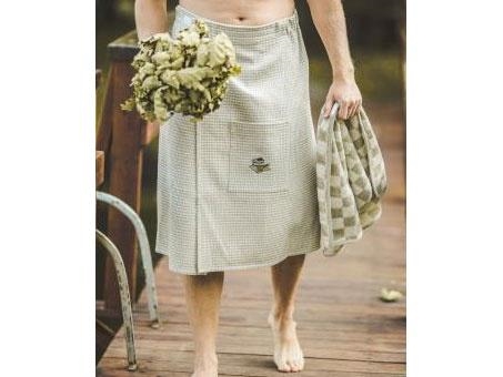 EMBROIDERED SAUNA APRON 75X145 WAFFLED