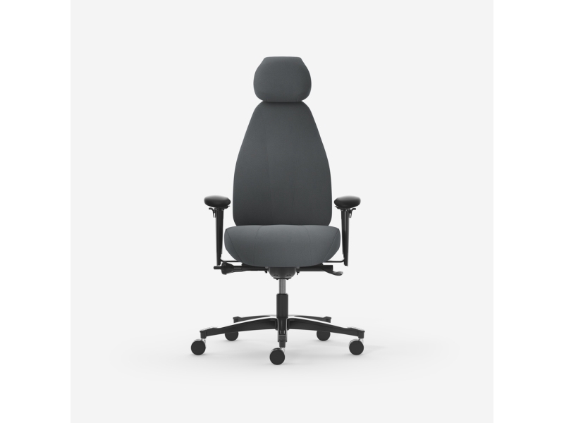 Kontorstol Malmstolen Classic 7000 Høj ryg, Grå med armlæn og nakkestøtte