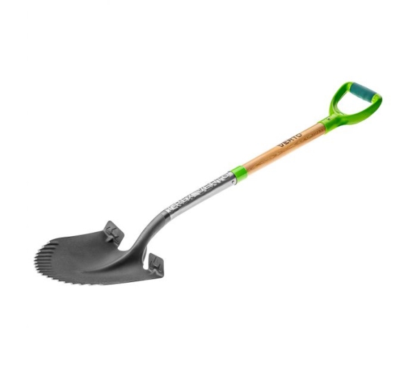 Verto 15G001, Spade, Sort, Grøn, Træ, Round point, Ergonomisk, D-formet, 29 cm