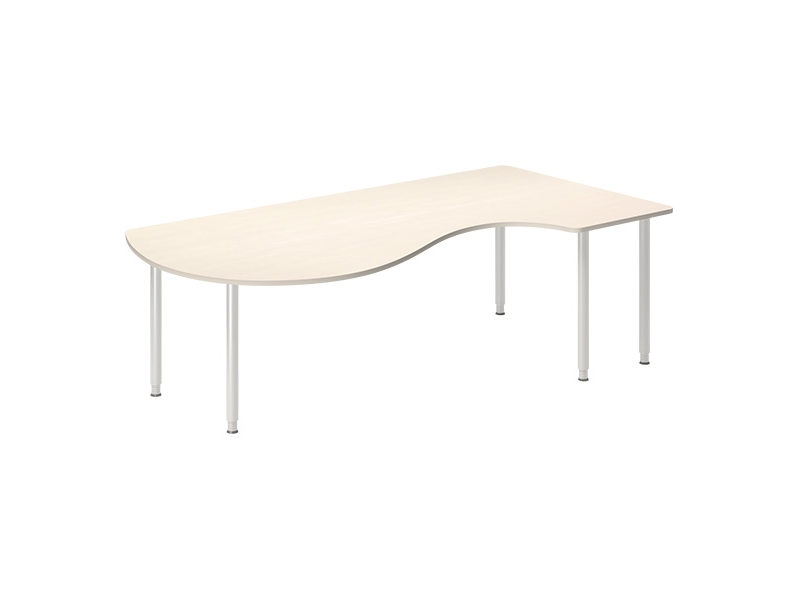 Schreibtisch Dna, Birke 1600X1200 Mm Rechtses Gestell/I-Gestell/Schwarz