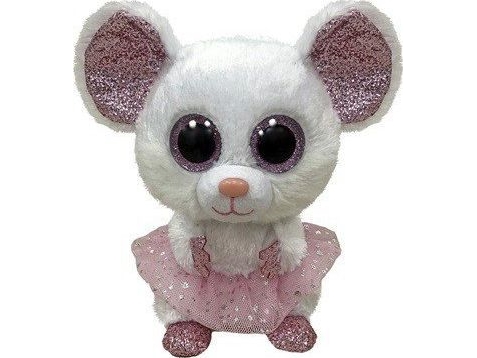 Meteor Maskottchen Ty Beanie Boss Weiß Ballerina Maus - Nina 15 Cm