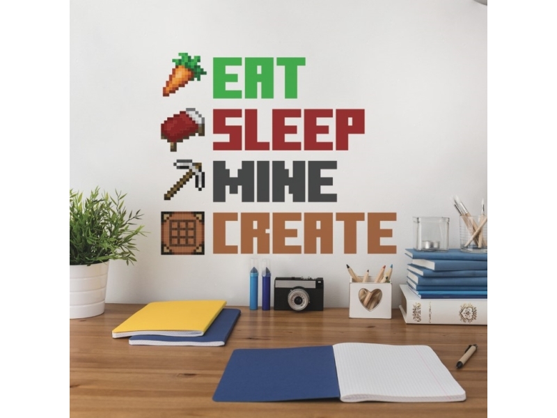 Billede af Minecraft Eat, Sleep, Mine, Create Wallstickers hos Computersalg.dk