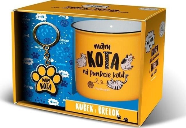 Pupil-Cat Mug + Key Ring Set