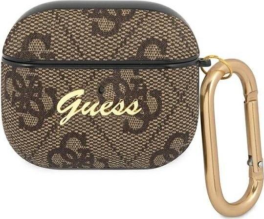 Dėklas Guess Gua34gsmw Airpods 3 Dangtelis Ruda / Ruda 4G Script Metal Collection
