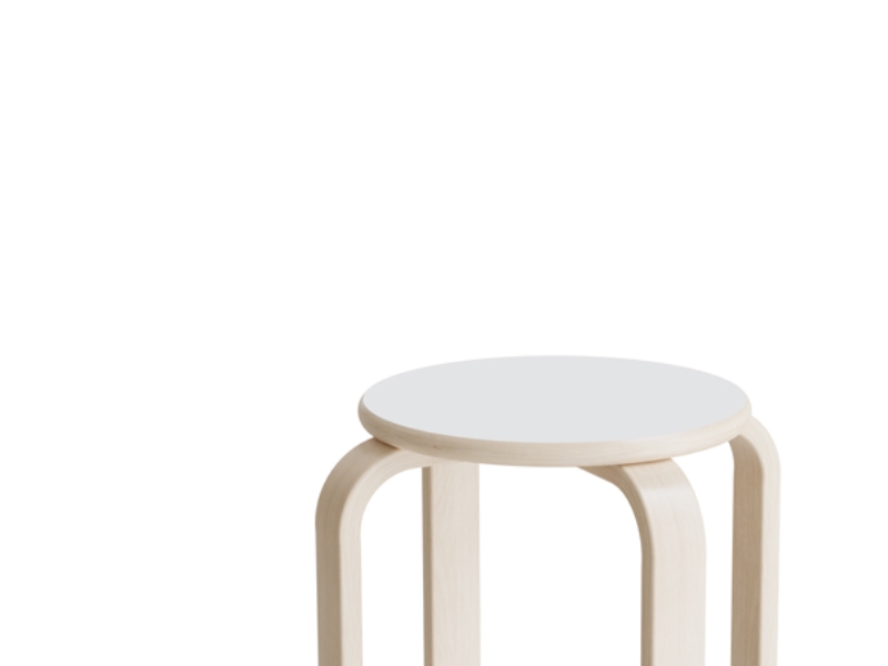 Hocker Oscar 330 Mm Sitzfläche Weißes Laminat, Gestell Weiß Pigmentierte Birkenfurnier
