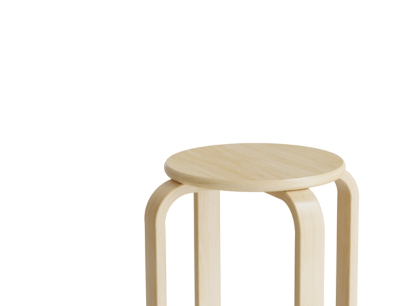 Taburet Oscar, 370 Mm, Sæde I Birk Laminat, Stel I Birkefinér