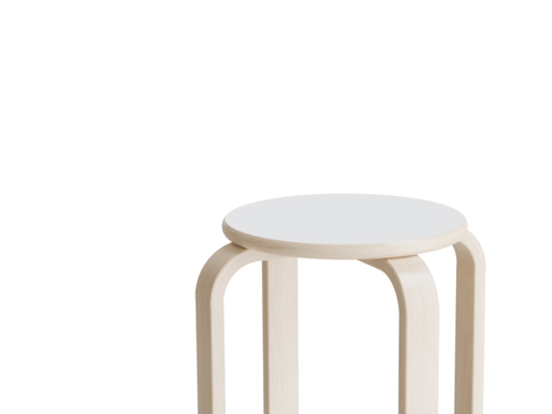 Taburet Oscar, 370 mm, sæde i hvid laminat, stel i hvidpigmenteret birkefinér