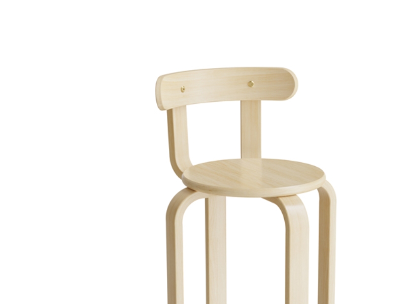 Taburet Oscar Med Ryglæn, 440 Mm, Sæde I Birk Laminat, Stel I Birkefinér