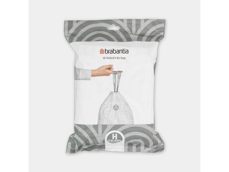 Brabantia Size H - Sopkorgsinsats - dragsnöre - HDPE (high-density polyethylene) - vit - paket med 30 | Rengöring - Avfallshantering - Soppåsar | GameStuff