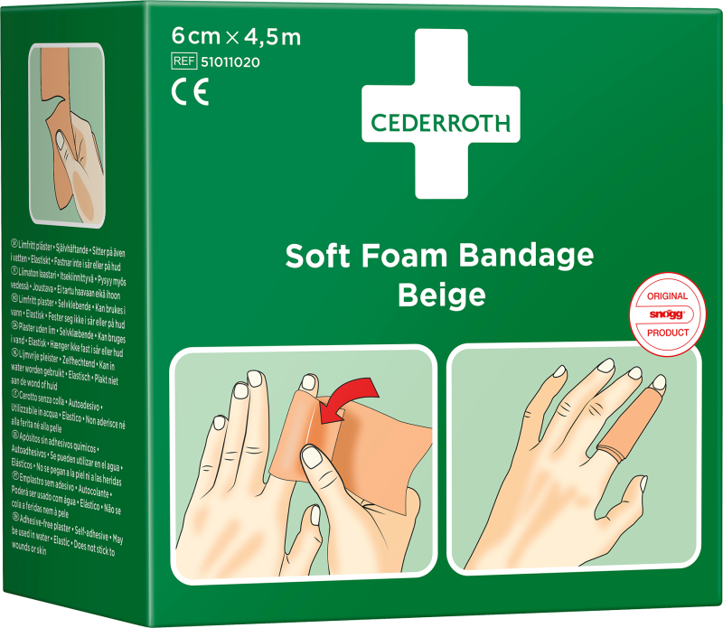 Bandage, Cederroth Soft Foam, beige, 6 cm x 4,5 m | Kläder & Säkerhet - Säkerhetsutrustning - Första hjälpen | GameStuff