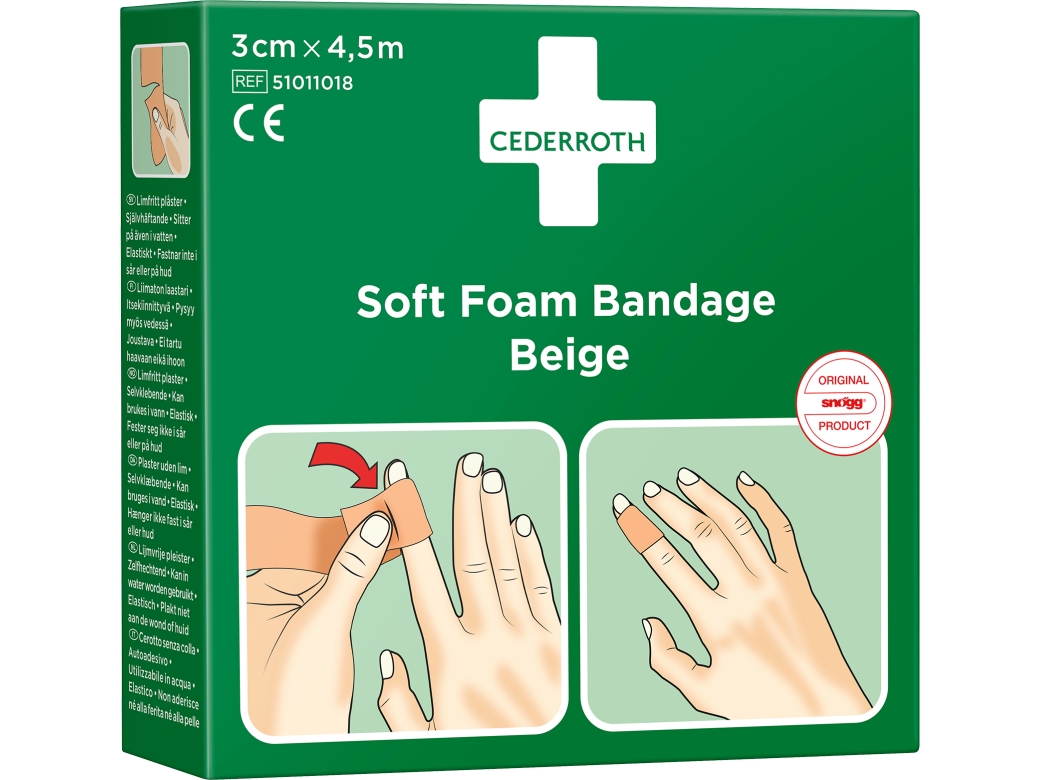 Cederroth Soft Foam bandage beige 3x450cm | Kläder & Säkerhet - Säkerhetsutrustning - Första hjälpen | GameStuff