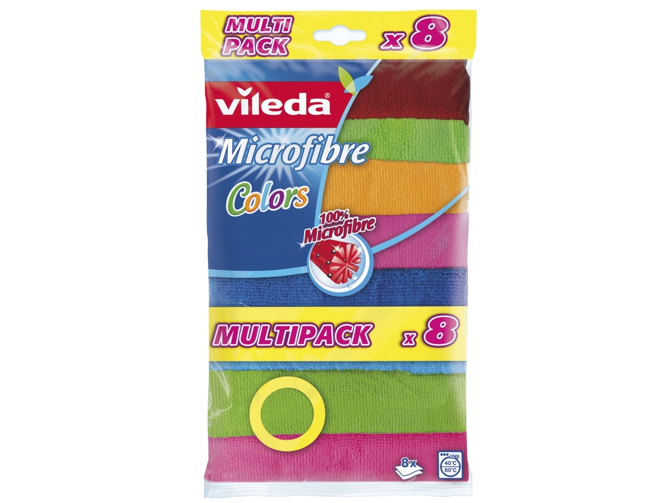 Vileda 4023103185975, Polyamid, Polyester, Flerfarvet, Hånd/maskinvask, 8 stykker