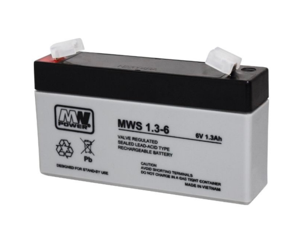 Mw Power Pb 6V 1.3Ah Maintenance-Free (Weight 0.31Kg, Max. Charging Current 0.3A, Max. Breaking Current 15A)