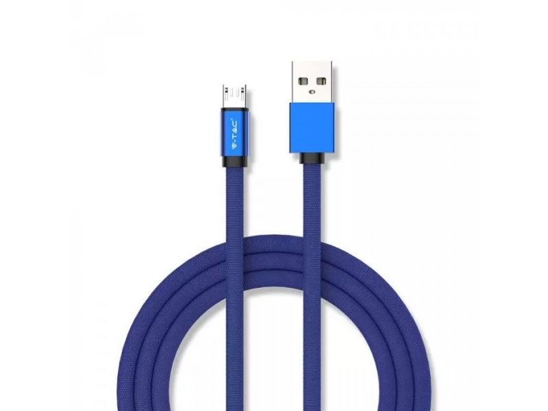 V-Tac 1M Mikro Usb Laidas, Mėlynas, Laido Tipas- Medvilninis Audinys