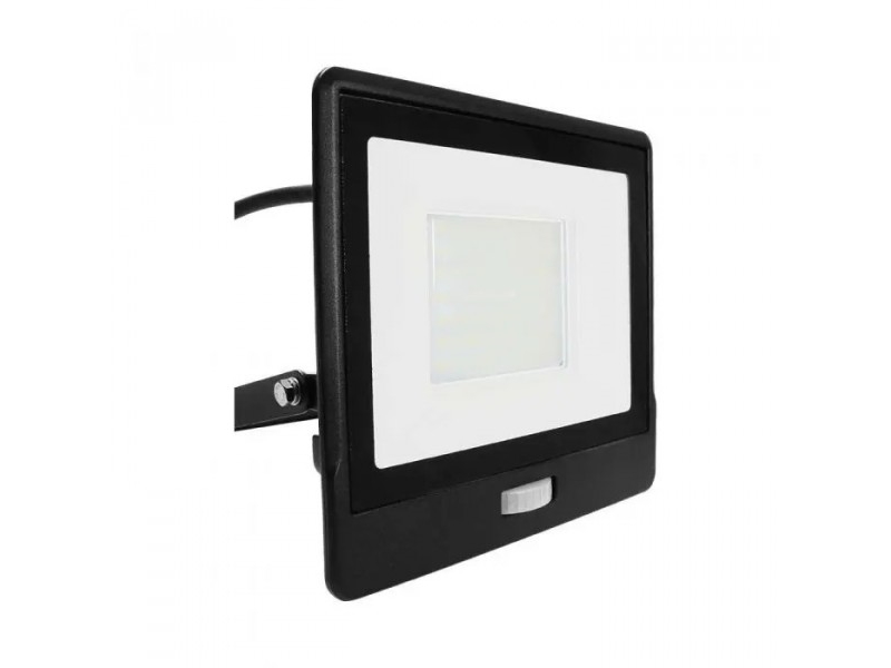 Rörelsesensor Led Projektor 50w 4000lm 4000k Samsung Led Ip65 Kabel 1m Svart 5 Års Garanti 20290