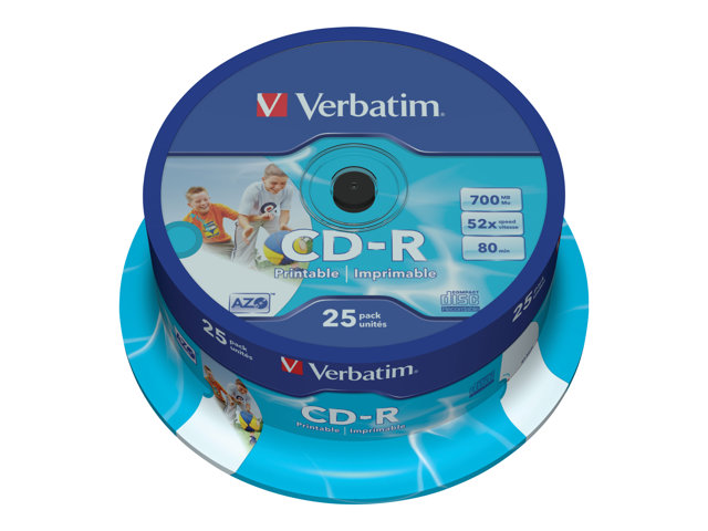 Verbatim Datalifeplus - 25 X Cd-R - 700 Mb 52X - Bedruckbare Oberfläche - Spindel
