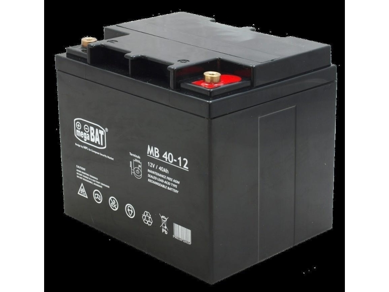 megaBAT MB 40-12 12 V 40 Ah AGM blybatteri - forseglet VRLA genopladeligt batteri, sort