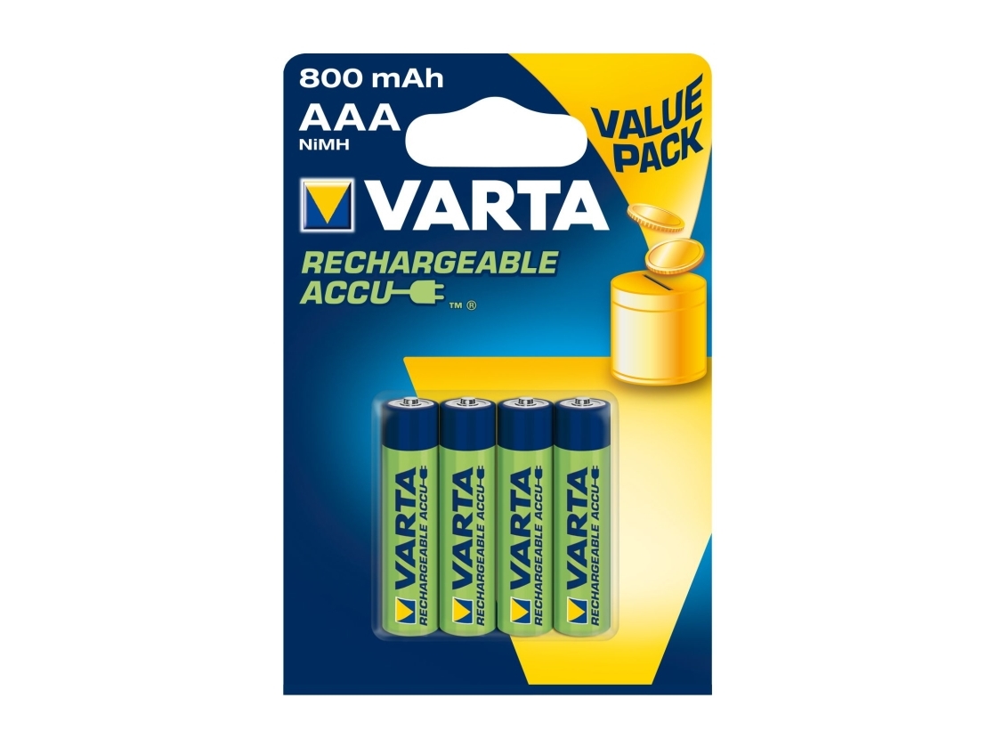 Varta Rechargable Accu - Batteri 4 x AAA-typ - NiMH - (uppladdningsbara) - 800 mAh | EL Artiklar - Batteri - AA-batterier | GameStuff