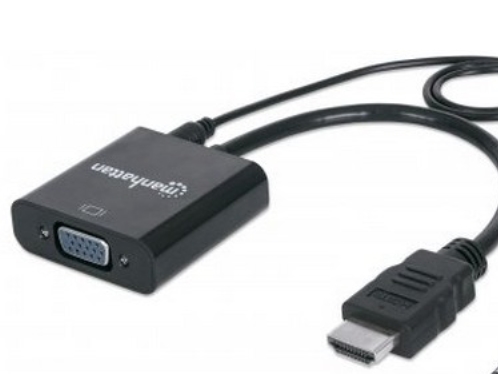 Manhattan Hdmi Auf Vga Konverter, Hdmi-Stecker Auf Vga-Buchse, Mit Audio, Optionaler Usb Micro-B-Stromport, Schwarz, 0,3 M, Hdmi + 3.5Mm, Vga (D-Sub)