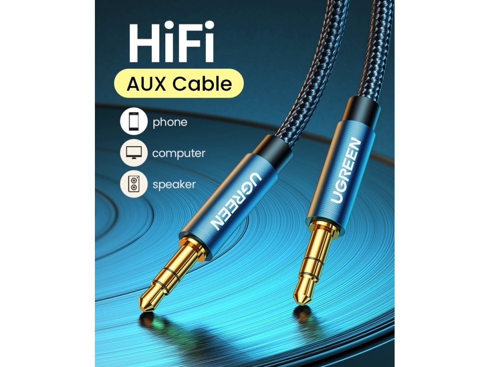 Ugreen 10688, 3.5mm, Hanstik, 3.5mm, Hanstik, 3 m, Blå