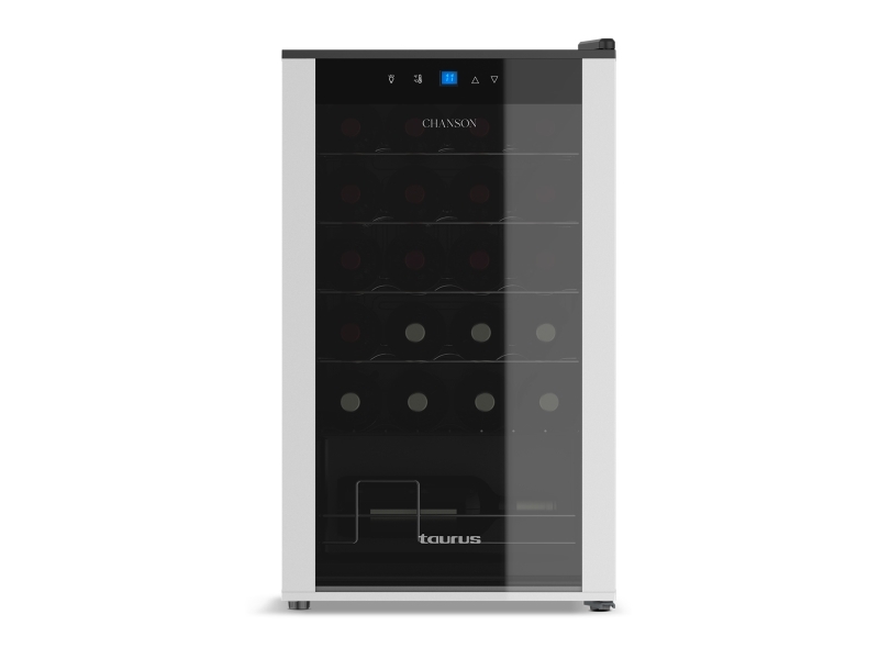 Taurus Chanson 24, Termoelektrinen viininjäähdytin, Vapaasti seisova, 24 pullo(a), 85 W, Sisätilojen valo, Musta, Hopea