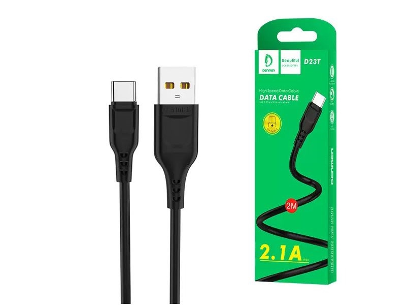 Denmen Usb-A - Usb-C 2 M Usb-Kabel Schwarz (D23t)