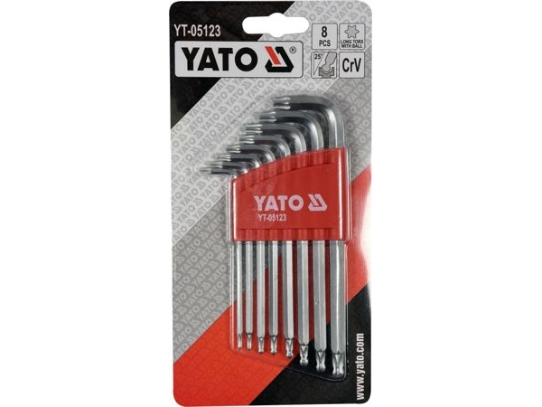 Yato Toya Sa Poland L Tipo Raktų Rinkinys | Ilgas Tipas | T-Star (Torx) Su Šarnyru T9 - T40 | 8 Vnt. (Yt-05123)