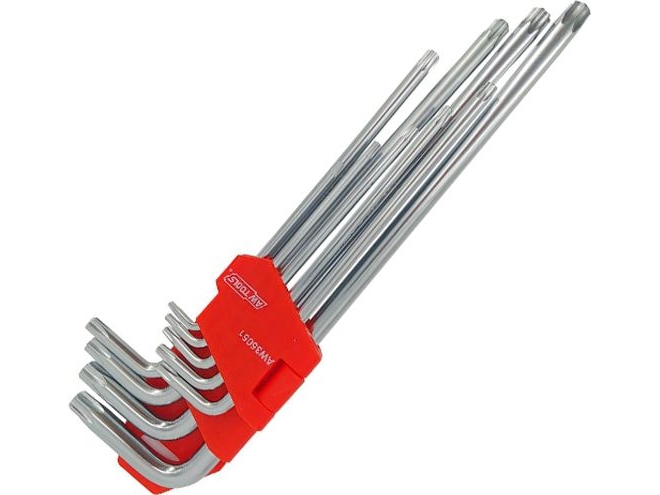 Awtools Inbus/Torx-Schlüssel T10-T50/ 9-Tlg./ Sehr Lang Black Line
