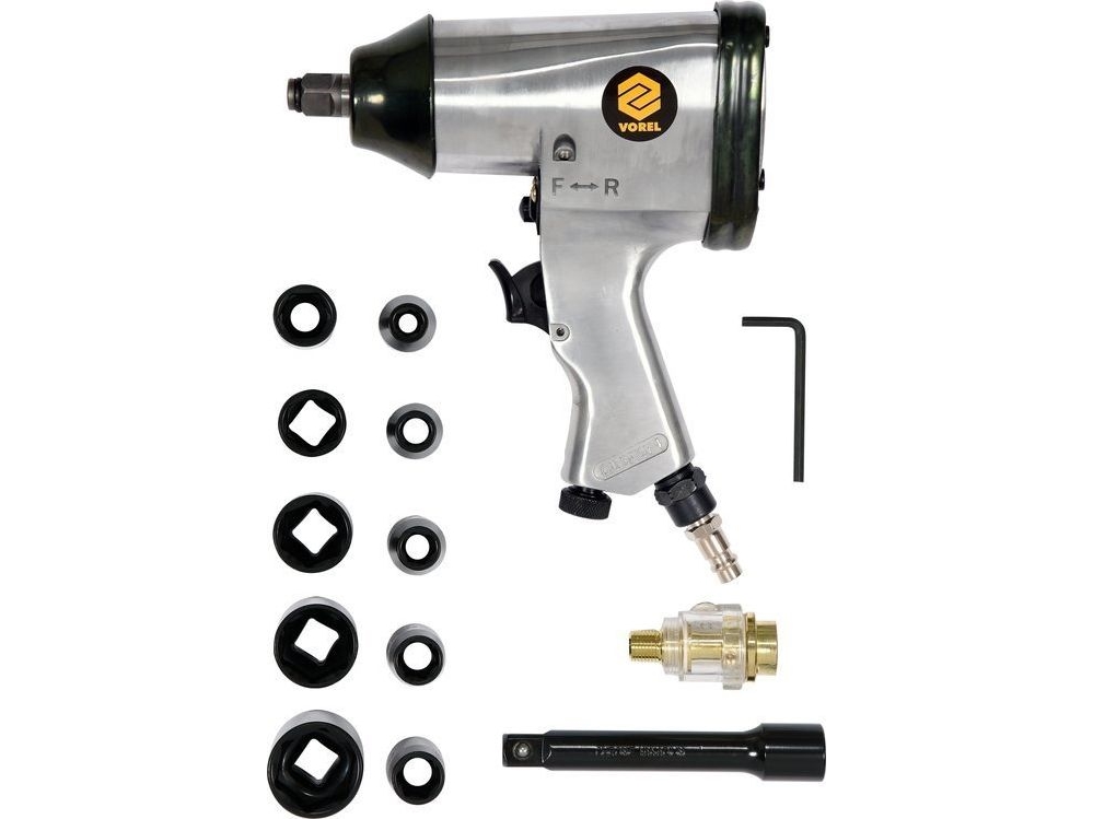 Vorel 1/2 310Nm pneumatic impact wrench with 16 piece sockets (81101)