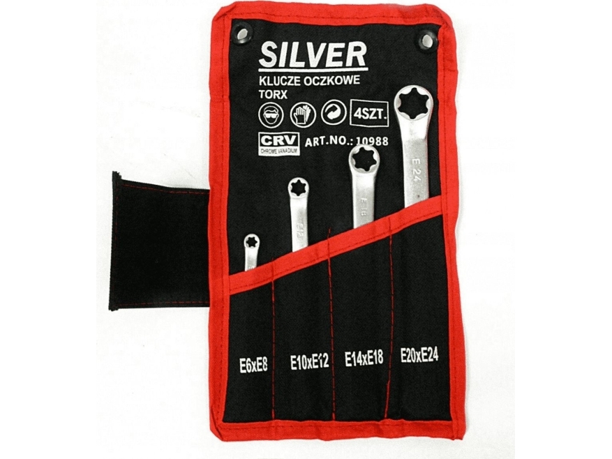 Silver sæt ringnøgler Torx 4 stk (10988)