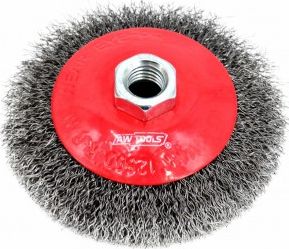 Awtools Stålbørste, 125 Mm, M14, Snoet/Kulstofstål