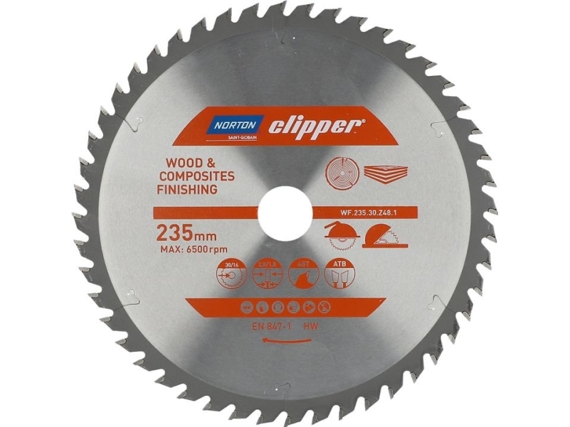 Norton Circular Saw 235mm X 30mm X 48z Wood And Composites Atb 2.8 / 1.8