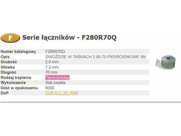 Bostitch Nägel F 2,80-70 R Q 9M