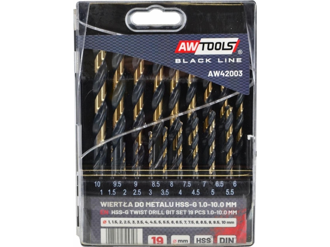 AWTOOLS METALLI HSS PORA HSS M2 KPL.19kpl /1,0-10,0mm/ PREMIUM