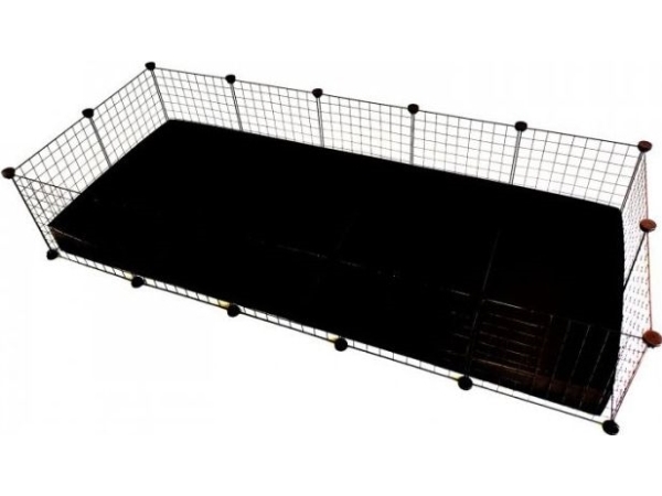 C&C modulært marsvinebur 5x2 - sort bur til små dyr, 180 x 75 x 37 cm