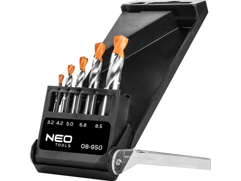 Grąžtas Neo Tools Specialūs Grąžtai Sandariems Sraigtams Perverti, Hss-E Co8, 3,2-8,5 Mm, Trumpi, 5 Vnt.