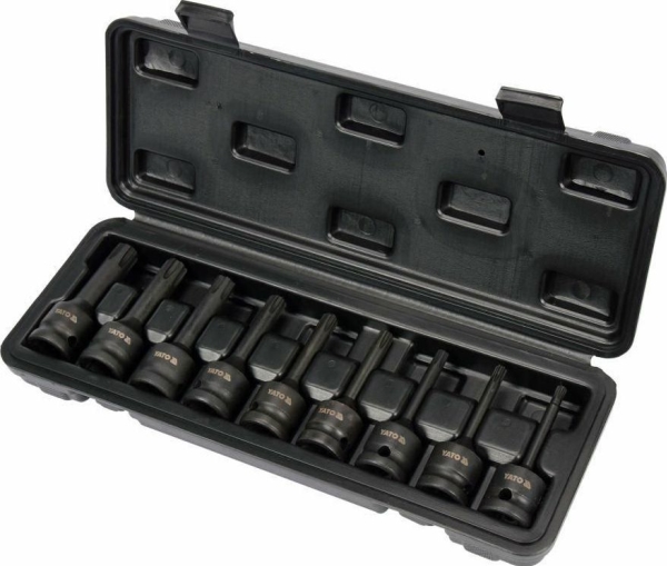Yato Toya Sa Poland Smūginių antgalių rinkinys | 12,5 mm (1/2) | Spline (Ribe) M5 - M14 | 9 vnt. (YT-10681)