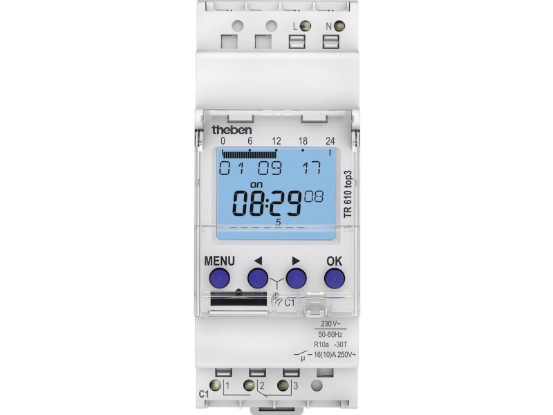 Theben 6100130 timer för DIN-skena TR610 top3 230 V/AC veckoprogram | Elektrisk utrustning - Reläer | GameStuff