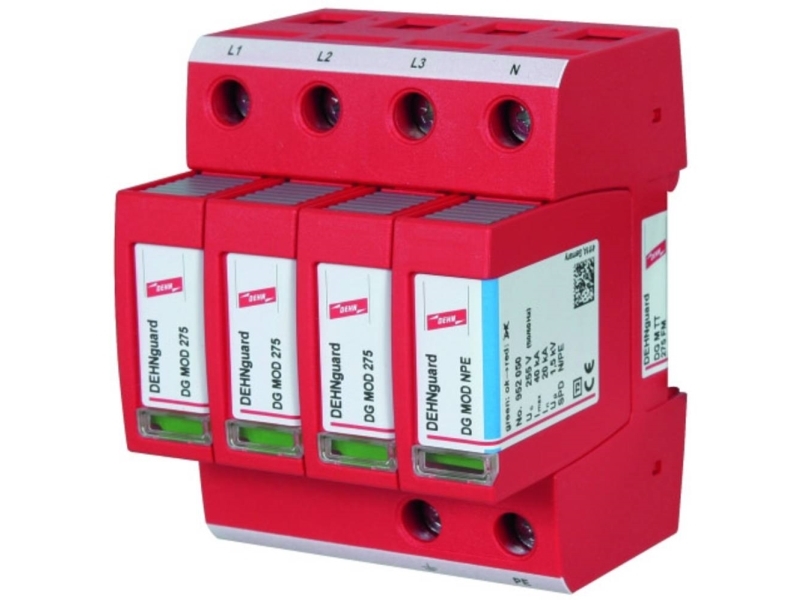 DEHN DG M TT 275 FM, Terminal, 230 - 400 V, 50 - 60 Hz, 20000 A, Rød, Termoplast