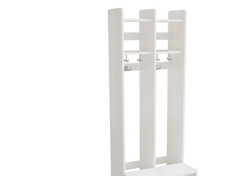 Garderobeindretning Eira Light, vægmodel 5 pladser, hvidpigmenteret krydsfinér, rumbredde 220 mm