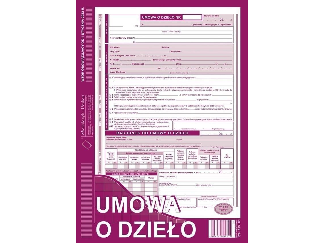 Michalczyk &Amp Prokop Ud Umowa O Dzieło A4 510-1H